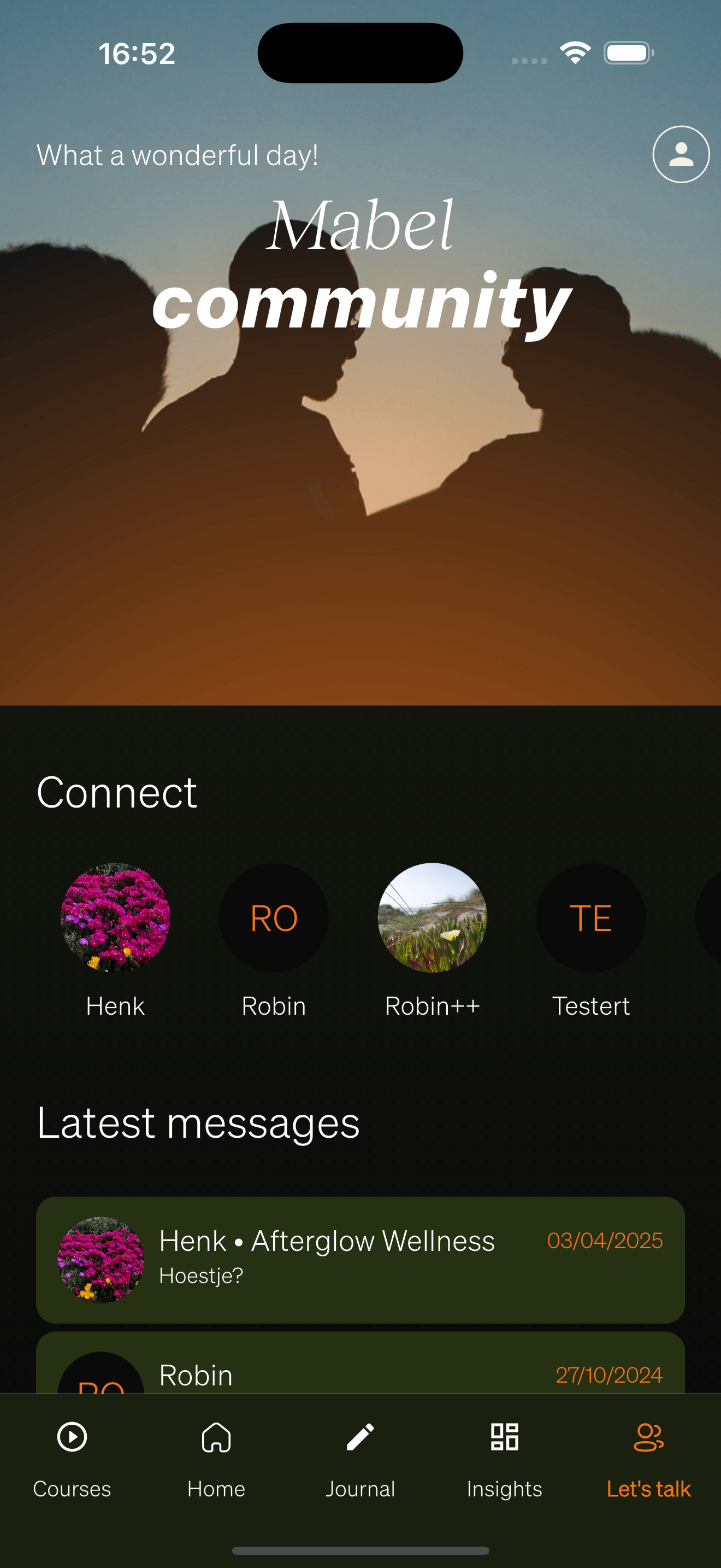 Community feed with curated articles and discussions